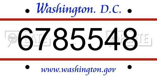 6785548 District Of Columbia License Plate