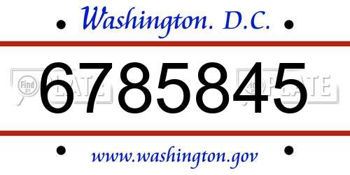 6785845 District Of Columbia License Plate