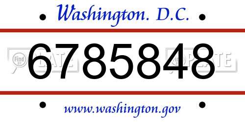 6785848 District Of Columbia License Plate
