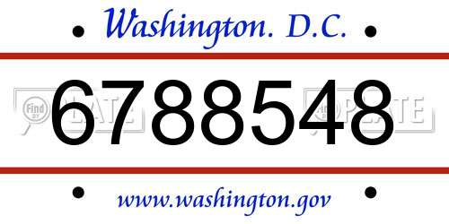 6788548 District Of Columbia License Plate