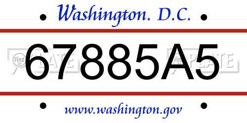 67885A5 District Of Columbia License Plate