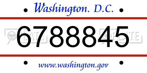 6788845 District Of Columbia License Plate