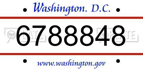 6788848 District Of Columbia License Plate