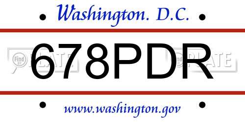 678PDR District Of Columbia License Plate
