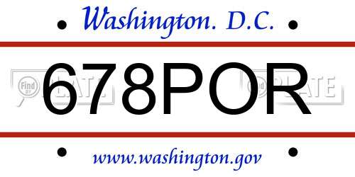 678POR District Of Columbia License Plate
