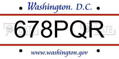 678PQR District Of Columbia License Plate