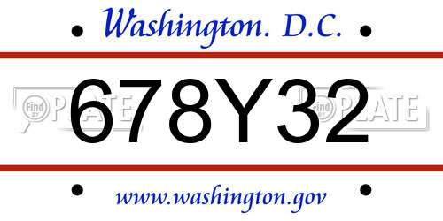 678Y32 District Of Columbia License Plate