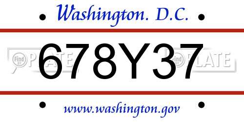 678Y37 District Of Columbia License Plate