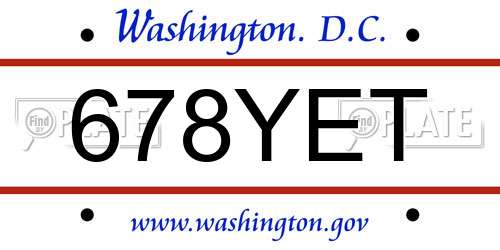 678YET District Of Columbia License Plate
