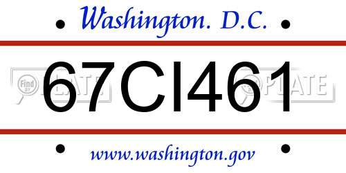 67CI461 District Of Columbia License Plate