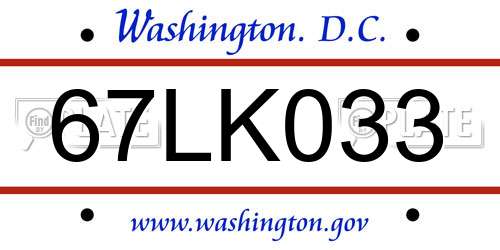 67LK033 District Of Columbia License Plate