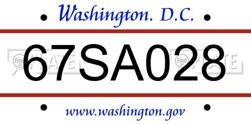 67SA028 District Of Columbia License Plate