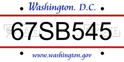 67SB545 District Of Columbia License Plate
