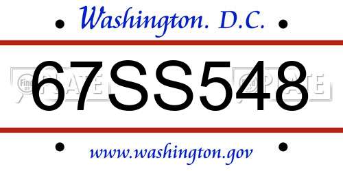67SS548 District Of Columbia License Plate