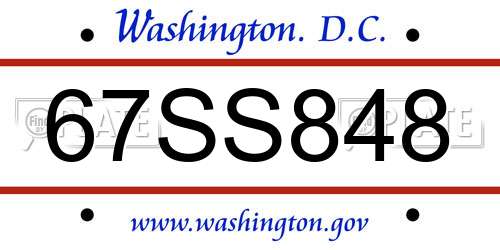67SS848 District Of Columbia License Plate