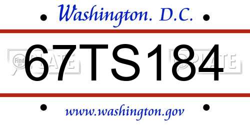 67TS184 District Of Columbia License Plate
