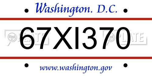 67XI370 District Of Columbia License Plate