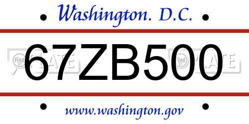 67ZB500 District Of Columbia License Plate