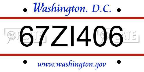 67ZI406 District Of Columbia License Plate