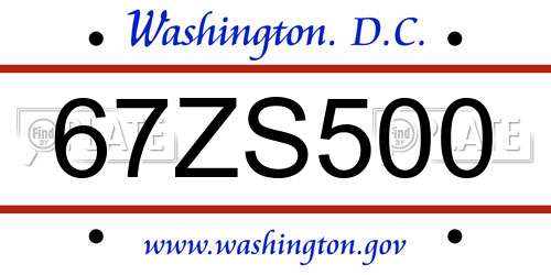 67ZS500 District Of Columbia License Plate