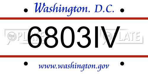 6803IV District Of Columbia License Plate