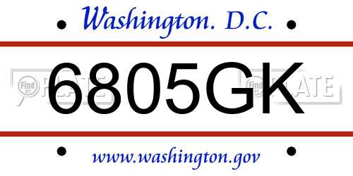 6805GK District Of Columbia License Plate