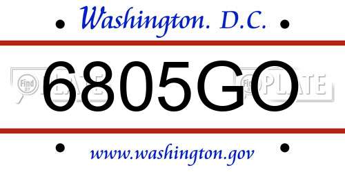 6805GO District Of Columbia License Plate