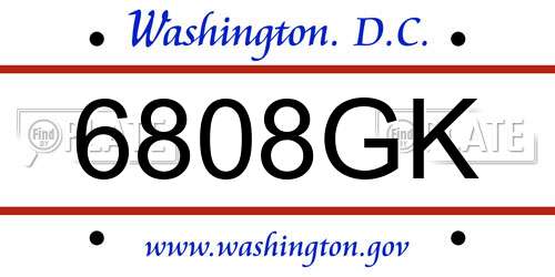 6808GK District Of Columbia License Plate