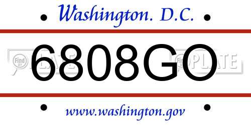 6808GO District Of Columbia License Plate