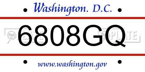 6808GQ District Of Columbia License Plate