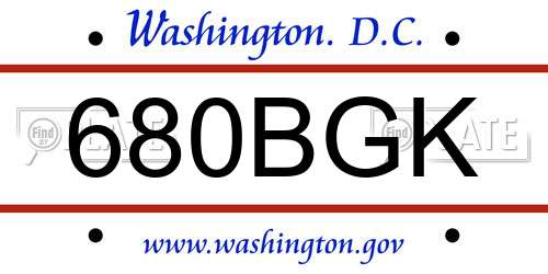 680BGK District Of Columbia License Plate