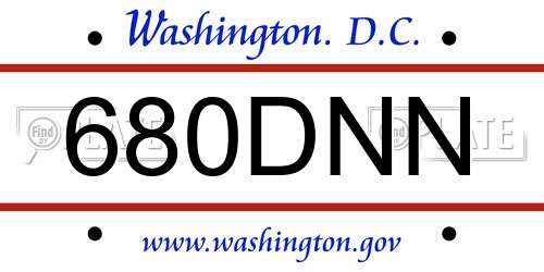 680DNN District Of Columbia License Plate