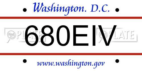 680EIV District Of Columbia License Plate