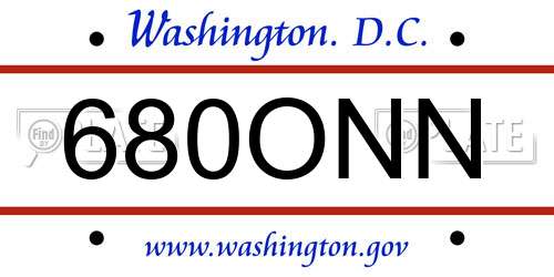 680ONN District Of Columbia License Plate