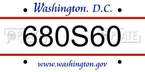 680S60 District Of Columbia License Plate
