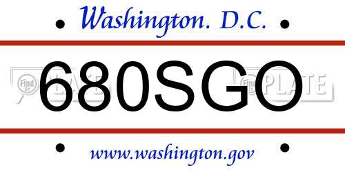 680SGO District Of Columbia License Plate