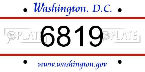 6819 District Of Columbia License Plate