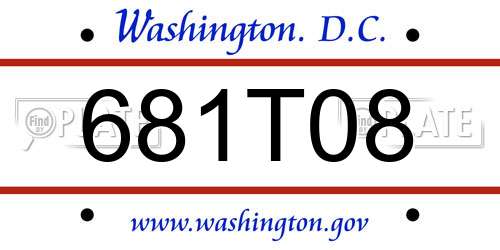 681T08 District Of Columbia License Plate