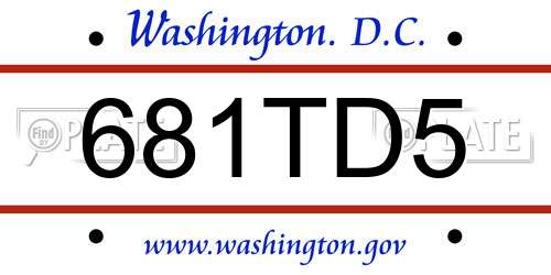 681TD5 District Of Columbia License Plate