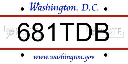 681TDB District Of Columbia License Plate