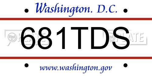 681TDS District Of Columbia License Plate