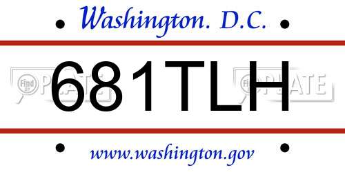 681TLH District Of Columbia License Plate