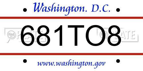 681TO8 District Of Columbia License Plate