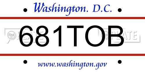 681TOB District Of Columbia License Plate