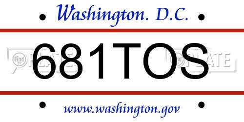 681TOS District Of Columbia License Plate