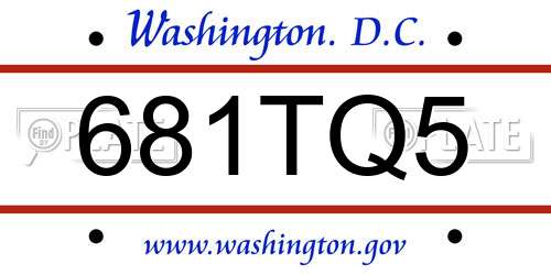 681TQ5 District Of Columbia License Plate