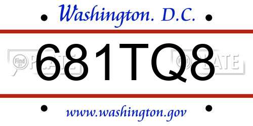 681TQ8 District Of Columbia License Plate