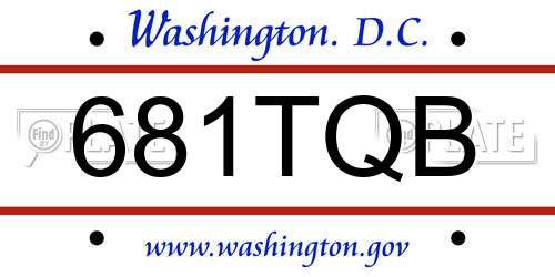 681TQB District Of Columbia License Plate