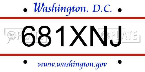 681XNJ District Of Columbia License Plate