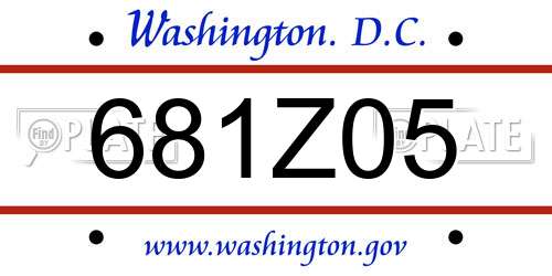 681Z05 District Of Columbia License Plate